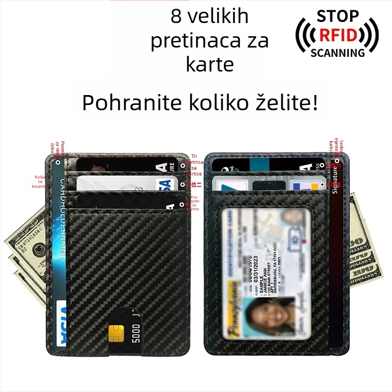 RFID kutija za kartice - PU koža, unisex, 1 preklop, zaštita od demagnetizacije