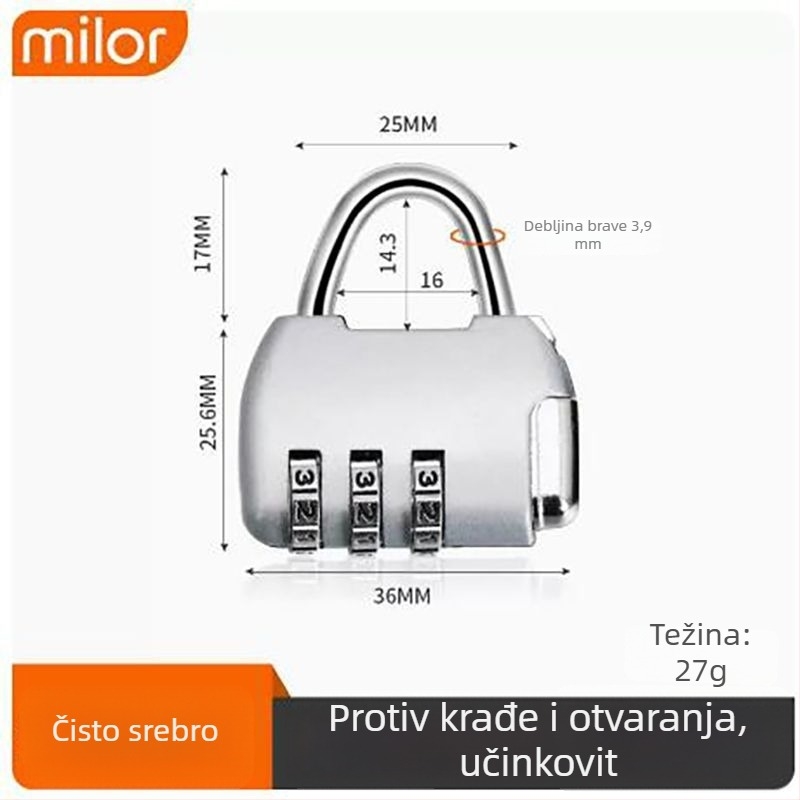 Kombinacijska metalna brava za vanjsku upotrebu — vodootporna i otporna na hrđu, za vrata i prtljagu