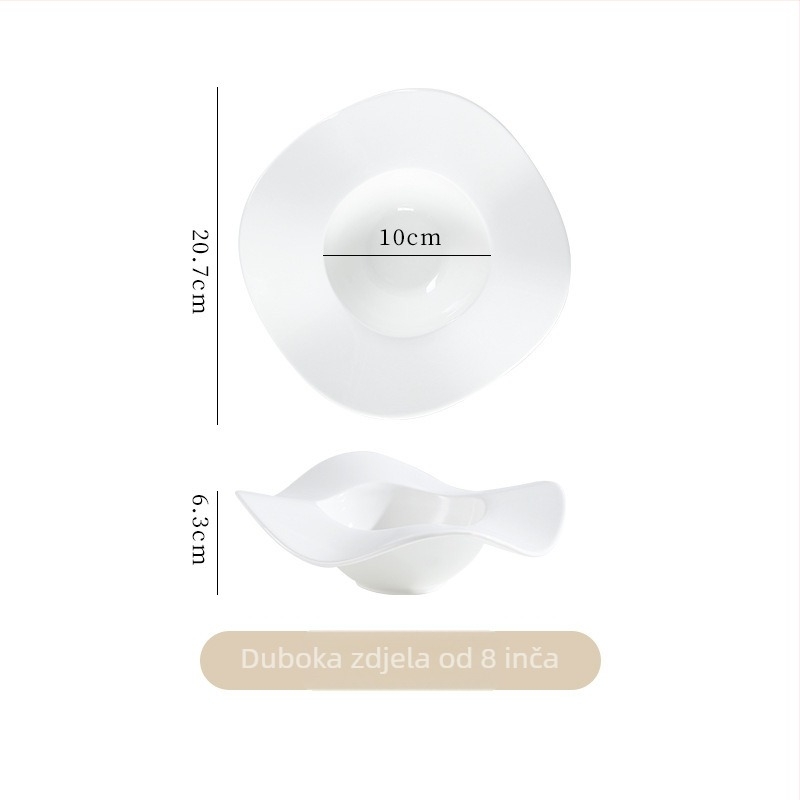 Porcelanski valoviti tanjur - Nepravilni oblik, Mikrovalna sigurnost, Moderan jednostavan dizajn, Ispis logotipa, Prilagodljivo (porceljan; nepravilni oblik; mikrovalna sigurnost; ispis logotipa; prilagodljivo)