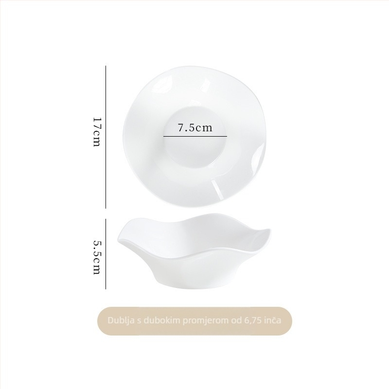 Porcelanski valoviti tanjur - Nepravilni oblik, Mikrovalna sigurnost, Moderan jednostavan dizajn, Ispis logotipa, Prilagodljivo (porceljan; nepravilni oblik; mikrovalna sigurnost; ispis logotipa; prilagodljivo)