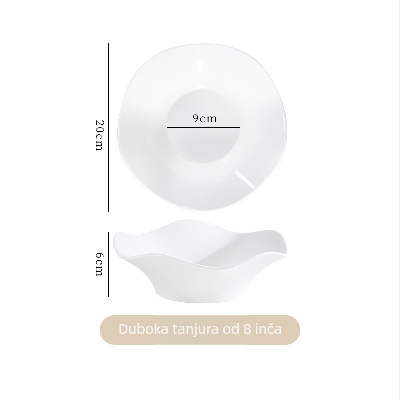 Porcelanski valoviti tanjur - Nepravilni oblik, Mikrovalna sigurnost, Moderan jednostavan dizajn, Ispis logotipa, Prilagodljivo (porceljan; nepravilni oblik; mikrovalna sigurnost; ispis logotipa; prilagodljivo)