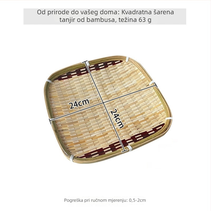 Ratanom tkan košar za pohranu voća i užina, kružnog oblika, model 0202, pastoralni seoski stil