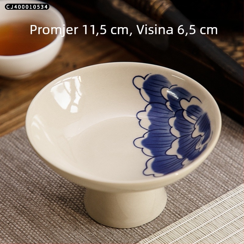 Porcelanski pladanj za voće iz Zeng Ji kiln, retro zen i japanski stil, dizajn s visokim postoljem