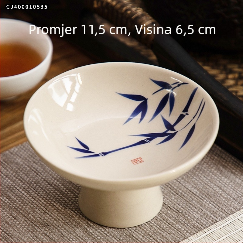 Porcelanski pladanj za voće iz Zeng Ji kiln, retro zen i japanski stil, dizajn s visokim postoljem
