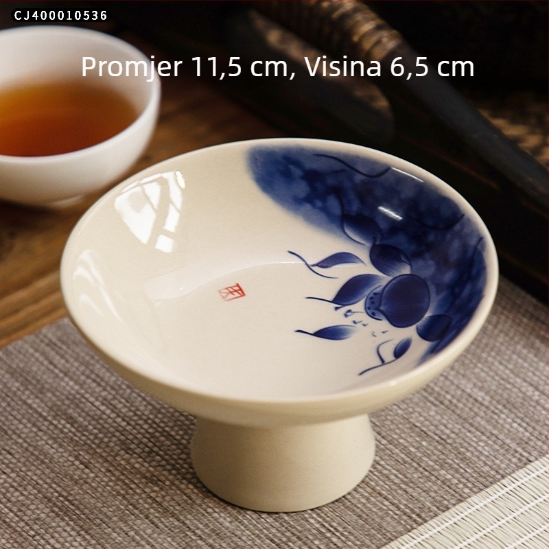 Porcelanski pladanj za voće iz Zeng Ji kiln, retro zen i japanski stil, dizajn s visokim postoljem
