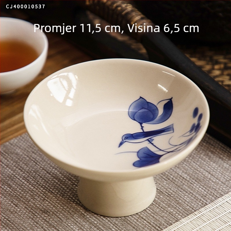 Porcelanski pladanj za voće iz Zeng Ji kiln, retro zen i japanski stil, dizajn s visokim postoljem