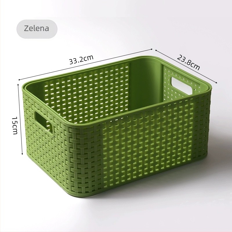 Plastična pravokutna košara za pohranu s imitacijom ratana, stolni organizator, može se slagati, čvrst dizajn