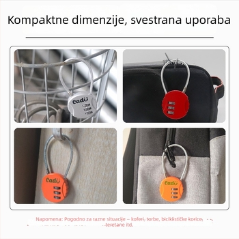 HB01 Brava s kodom od cinkovog legura za torbe, ruksake, kovčege, kacigu, košare i ormariće