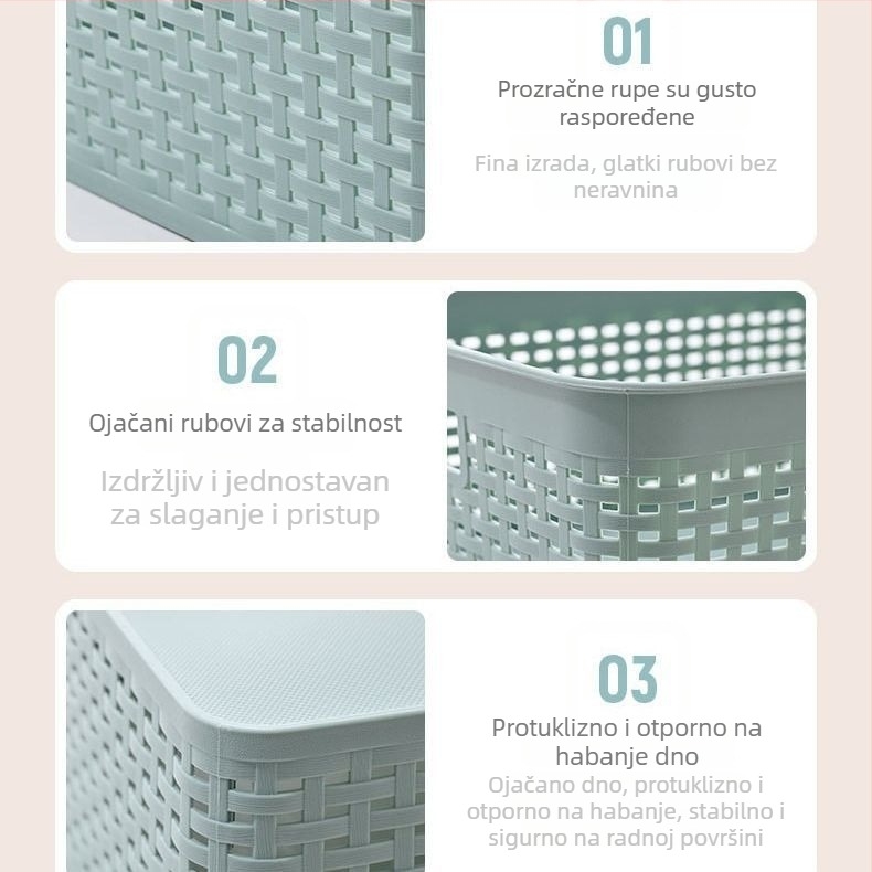 Pravokutni plastični spremnik za dom – višefunkcijski stolni organizator za grickalice i igračke