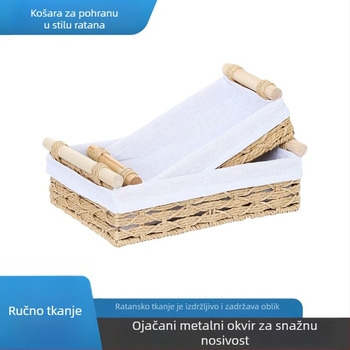 Boemski nordijski ručno pleteni stolni koš od pamukovog užeta za kozmetiku, cvijeće i voće, kutija za toaletni papir