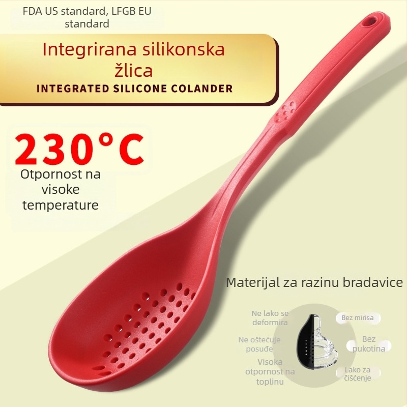 Kuhinjska žlica od silikona za hranu, otporna na visoke temperature, protuklizna, protiv opeklina, s nylonnim umetkom