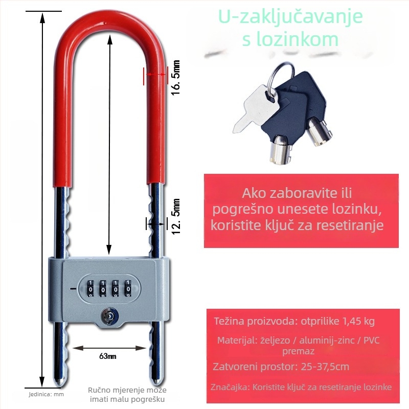 Qingshang zaptivna koda za staklena i klizna vrata, U-oblik zaključavanje protiv krađe s produženim zasunom za trgovine i urede