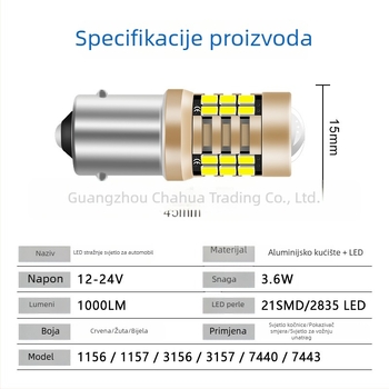 Automobilsko LED svjetlo za kočnice i pokazivač smjera 1156 1157 3156 3157 7440 2835