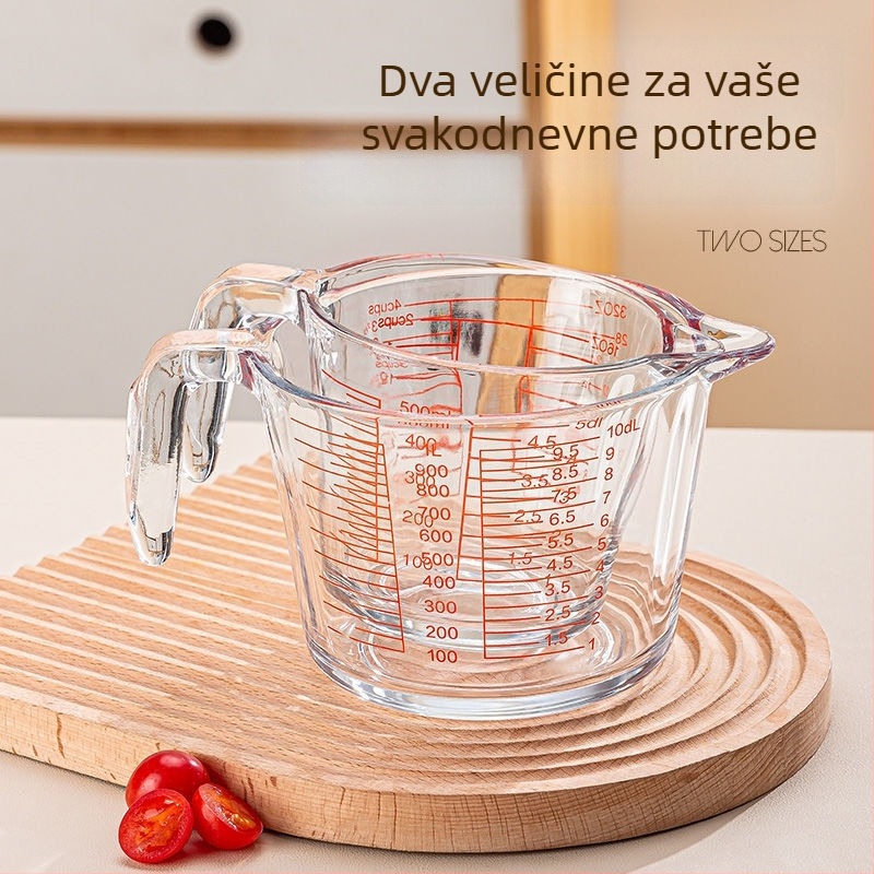 Staklena mjeračica mlijeka za mikrovalnu pećnicu, s gradacijom, debelim stijenkama, otporna na visoke temperature, velik kapacitet