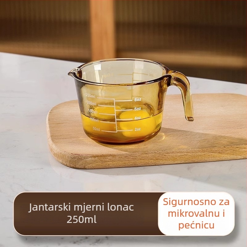 Staklena mjerna šalica otpurna na visoke temperature, sa skalom za mjerenje