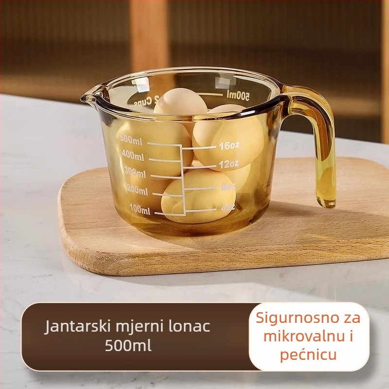 Staklena mjerna šalica otpurna na visoke temperature, sa skalom za mjerenje