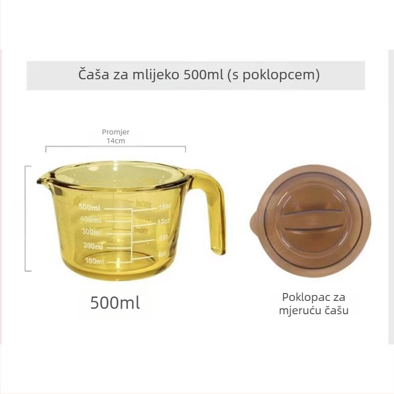 Staklena mjerna šalica otpurna na visoke temperature, sa skalom za mjerenje