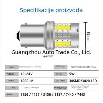 LED automobilno signalno svjetlo s 30 SMD, 1157/3157/7443, visoka svjetlina: pokazivač, kočnica, vožnja i stražnja svjetla