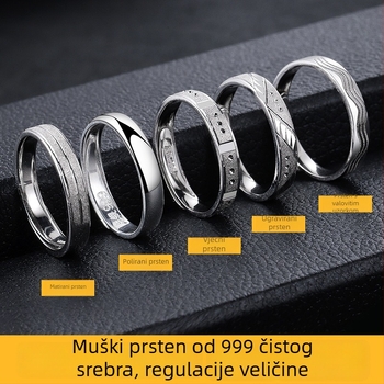 Muški prsten od srebra 999, elektroplatiran, prsten s karakterom