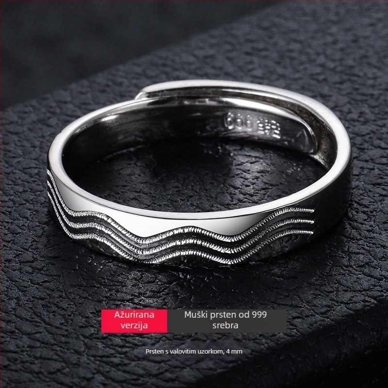 Muški prsten od srebra 999, elektroplatiran, prsten s karakterom