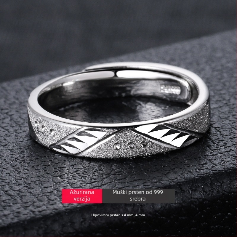 Muški prsten od srebra 999, elektroplatiran, prsten s karakterom