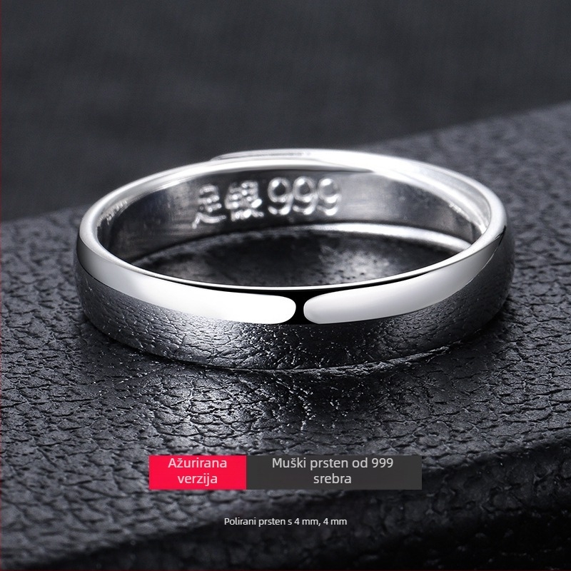 Muški prsten od srebra 999, elektroplatiran, prsten s karakterom