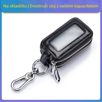 Torba za ključeve automobila od prirodne kože, dvostruka, zatvarač, unisex