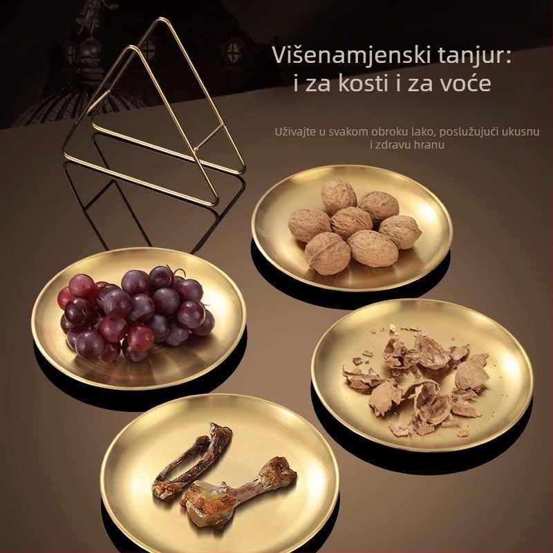 Set posuda za kosti od nehrđajućeg čelika – okrugli, moderni minimalistički stil, elektroplakiranje