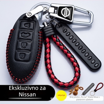 Kožna futrola za Nissan ključ s kopčom — kompatibilno s Sylphy, Teana, Qashqai i X-Trail