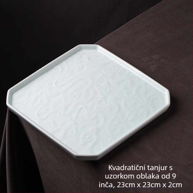 Porcelanski kvadratni tanjur, podglazurni završetak, kineski stil, pogodna za mikrovalnu
