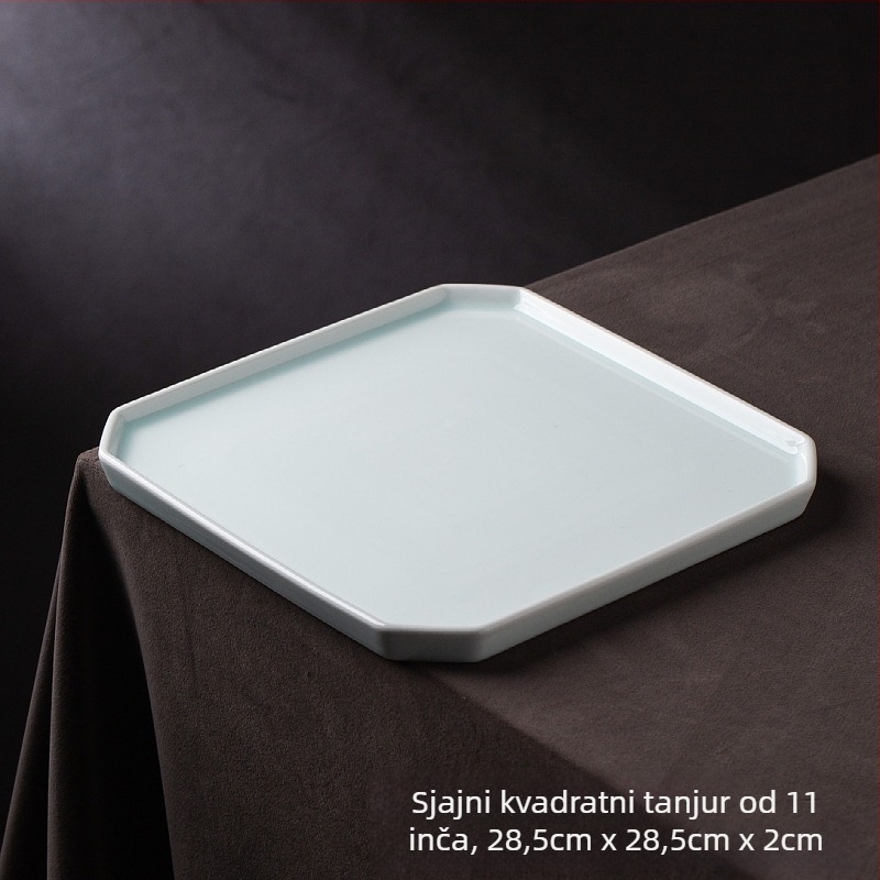 Porcelanski kvadratni tanjur, podglazurni završetak, kineski stil, pogodna za mikrovalnu