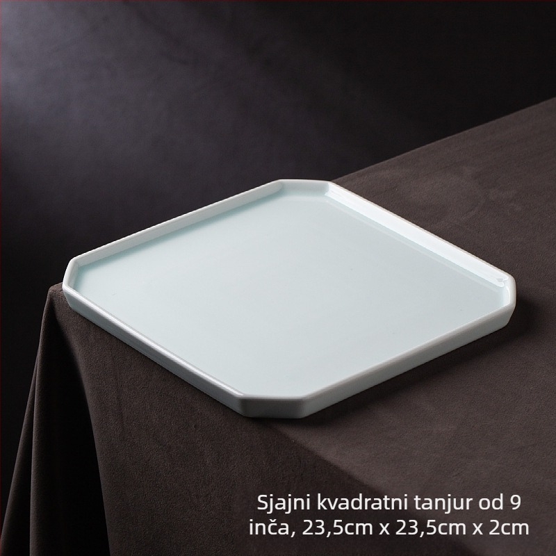 Porcelanski kvadratni tanjur, podglazurni završetak, kineski stil, pogodna za mikrovalnu