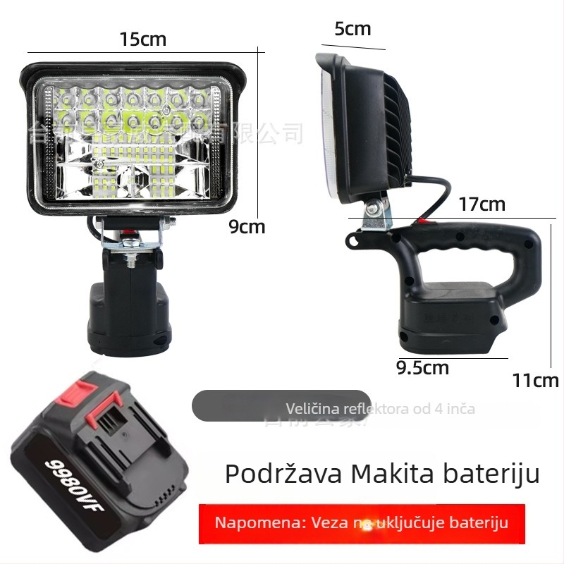 Prijenosno LED radno svjetlo s litijskom baterijom, 12–80V, 5000 lm, za hitne popravke