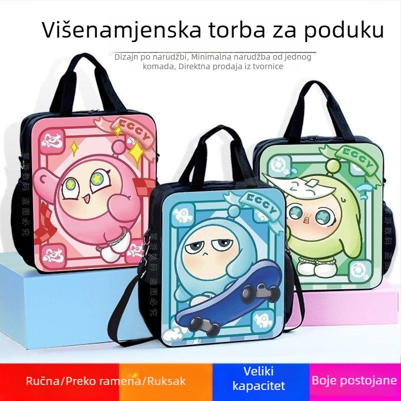 Školska platnena torba s pet slatkih likova u temi jajeta, vodootporna za nastavu i umjetnost
