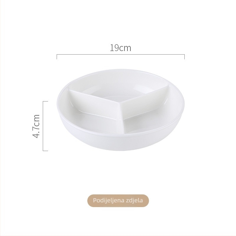 Keramički tanjur s tri odjeljka, okrugli, mikrovalna sigurna, moderan minimalistički dizajn, mogućnost tiskanja logotipa, prilagodljiv