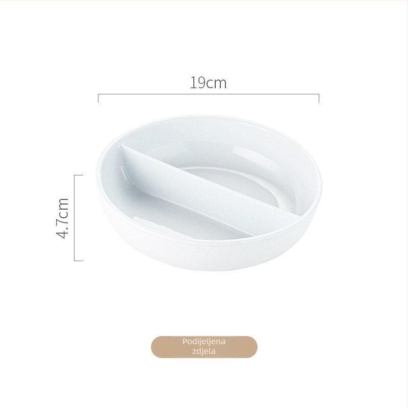 Keramički tanjur s tri odjeljka, okrugli, mikrovalna sigurna, moderan minimalistički dizajn, mogućnost tiskanja logotipa, prilagodljiv
