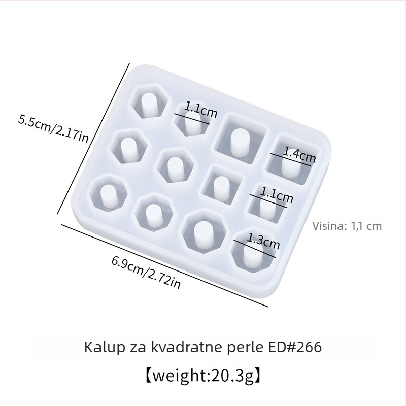 Silikonska kalupa za nakit za DIY s oblicima: okrugli, kvadratni, ovalni, poliedrični i cilindrični za naušnice i narukvice