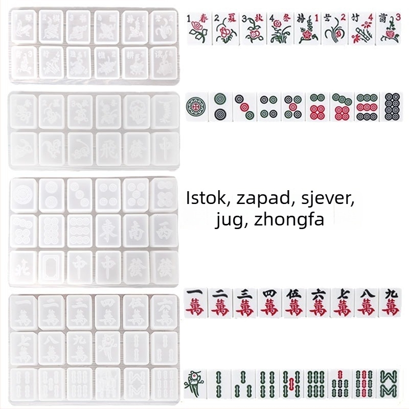 Silicijska forma za mahjong pločice za DIY smolu, nepravilnog oblika, sjever-jug mahjong, 46/42/38