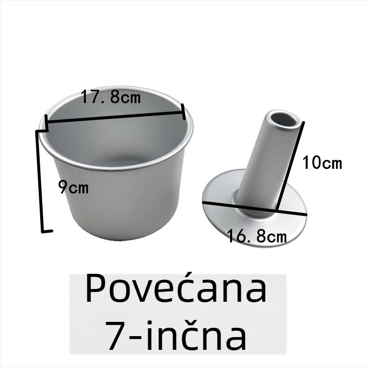 Jednodelna povišena kružna kalupa za šifonsku tortu s šupljim sredinom i središnjom cijevi, od aluminijske legure