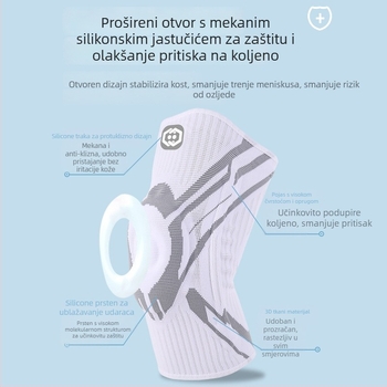 Sportski štitnik za koljeno – traka za košarku s tlakom silikonom i protukliznom površinom (Glavni materijal: Nylon; Zaštitni dijelovi: Koljeno; Kategorija: Štitnik za koljeno; Primjenjivo: Univerzalno; Primjenjivi sportovi: Univerzalni)