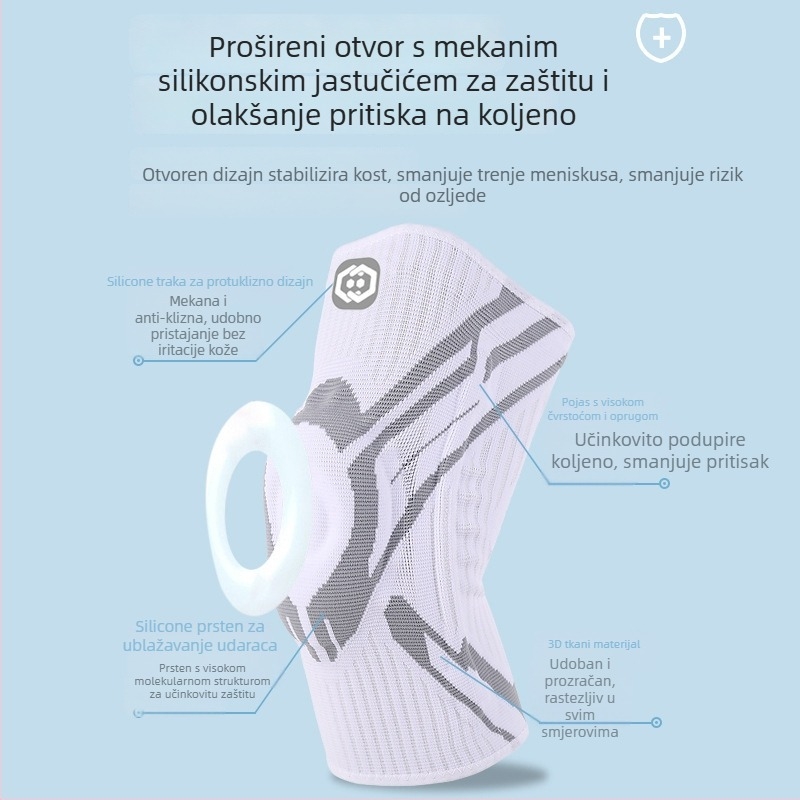 Sportski štitnik za koljeno – traka za košarku s tlakom silikonom i protukliznom površinom (Glavni materijal: Nylon; Zaštitni dijelovi: Koljeno; Kategorija: Štitnik za koljeno; Primjenjivo: Univerzalno; Primjenjivi sportovi: Univerzalni)