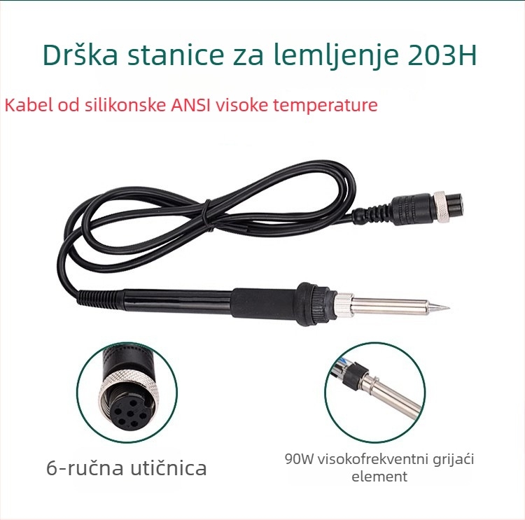 Drška za lemilicu 203H/205 za eddy current stanicu, plastična drška (Brand 203/205 • Materijal: plast • Ulazno napajanje: 24V AC • Dinamički oblik: AC • Za lemilicu stanicu)