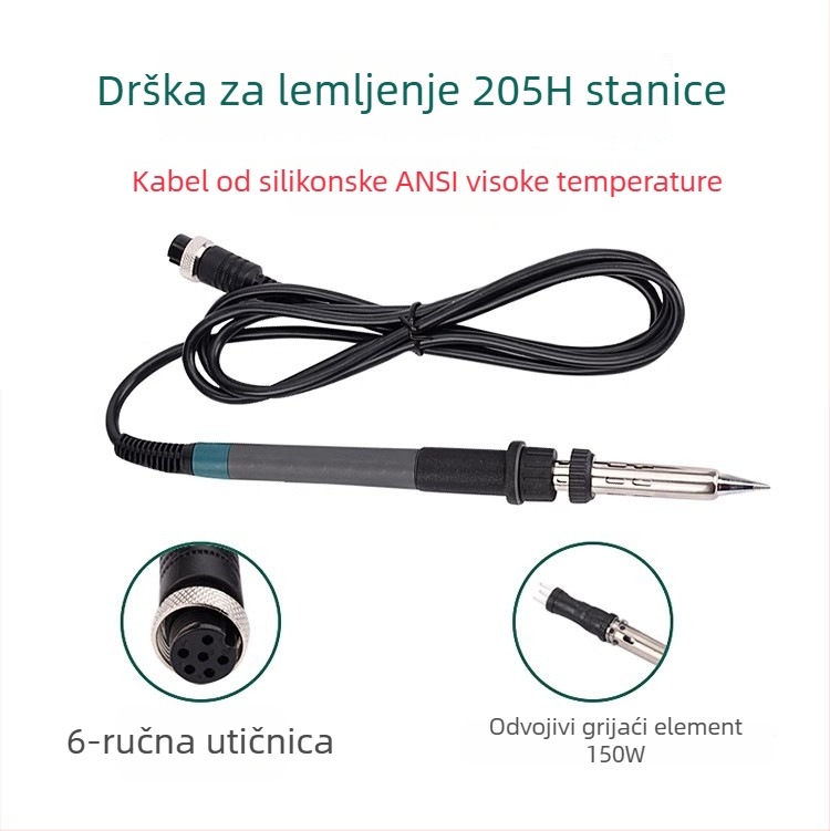 Drška za lemilicu 203H/205 za eddy current stanicu, plastična drška (Brand 203/205 • Materijal: plast • Ulazno napajanje: 24V AC • Dinamički oblik: AC • Za lemilicu stanicu)