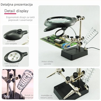 Kombinirana stolna lampa s povećalom za popravak mobitela, nosač za lemilicu | Brand: Unique, Materijal: ljubičasto sandalovo drvo