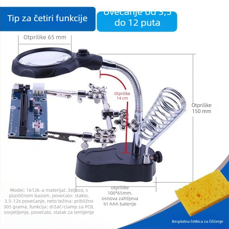Kombinirana stolna lampa s povećalom za popravak mobitela, nosač za lemilicu | Brand: Unique, Materijal: ljubičasto sandalovo drvo