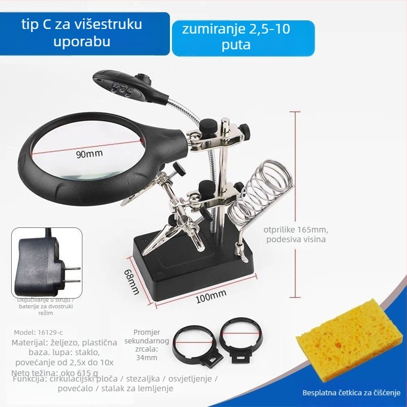 Kombinirana stolna lampa s povećalom za popravak mobitela, nosač za lemilicu | Brand: Unique, Materijal: ljubičasto sandalovo drvo