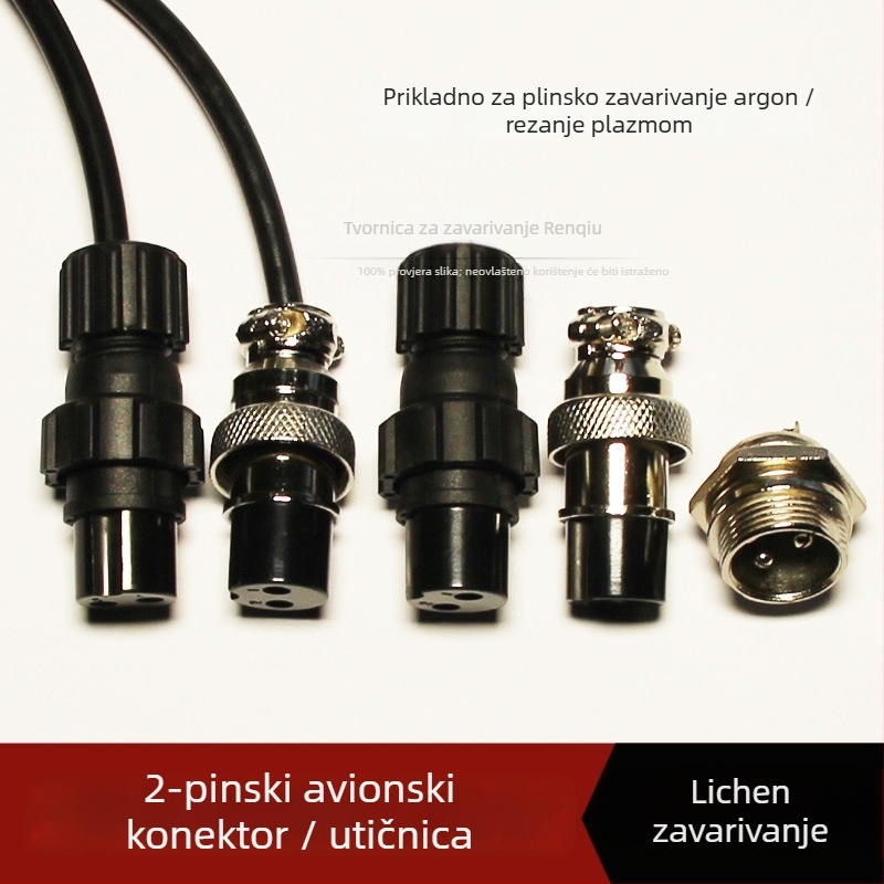 Utičnica s dvostrukim vodovima za liniju kontrole zavarivačkog pištolja s avionskim konektorom; plastična/metalna konstrukcija; promjer 10 mm; pogodno za zavarivanje i plazma rezanje