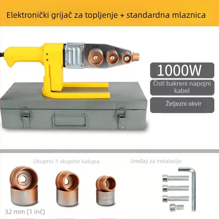 PPR vodovodni stroj za topljenje, elektronička kontrola temperatura, 0-63°C, prilagodljiva obrada
