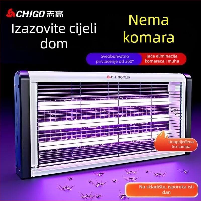 Lampa za ubijanje komaraca – zidna, LED, za površine od 61 m² ili više, električni šok i hvatanje komaraca svjetlosnim valovima