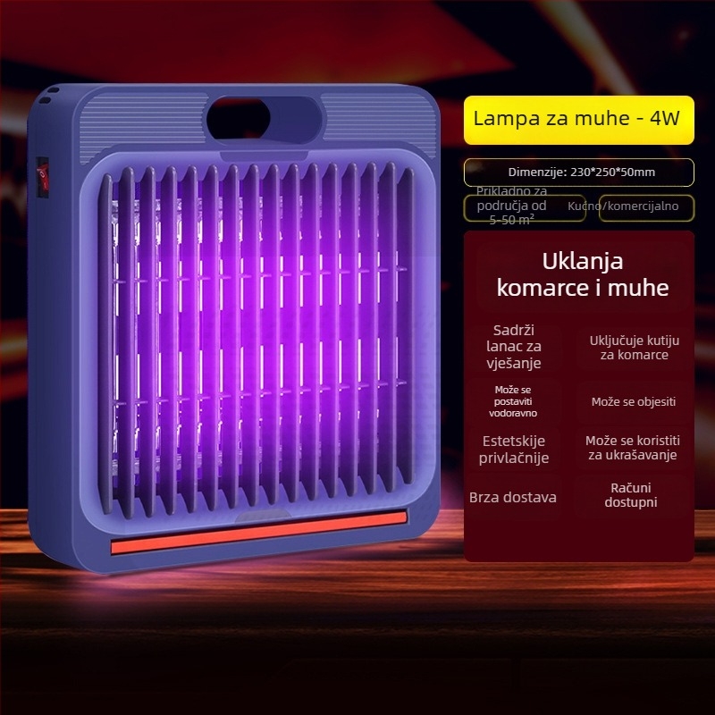 LED lampica za ubijanje komaraca i muha, hvatalica s valovima svjetla, pokrivenost 31–40 m², 6–12W, bez baterije